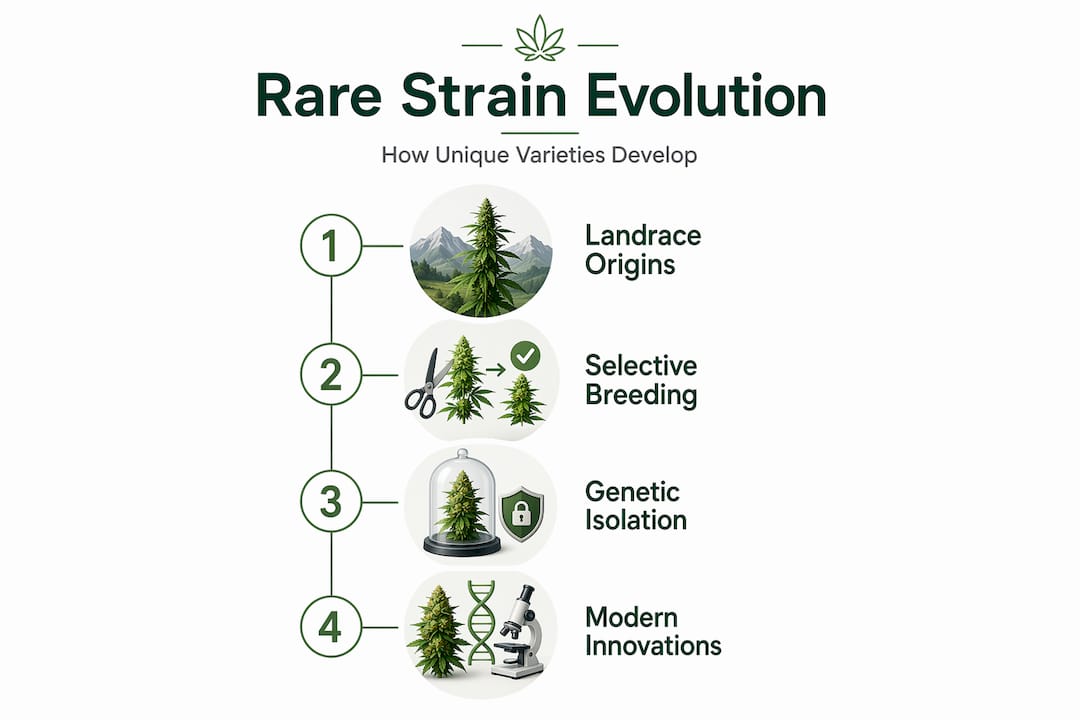 Infographic of rare strain evolution steps