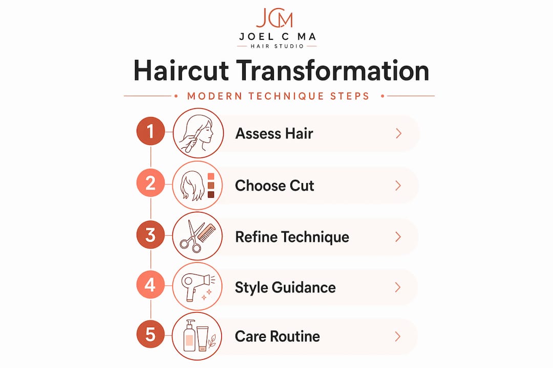 Infographic of modern haircut technique steps