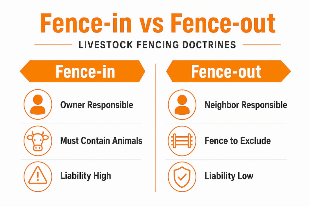 Infographic comparing fence-in and fence-out regulations