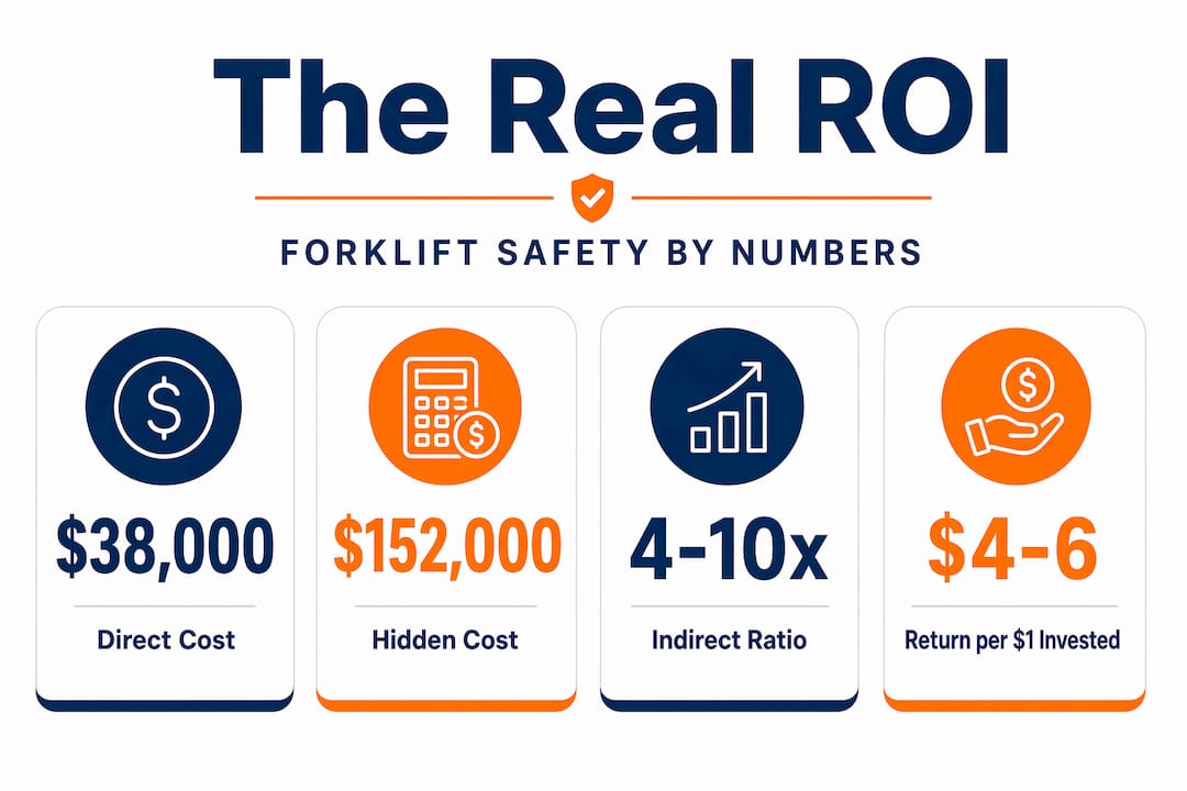 Infographic showing forklift accident costs and ROI stats