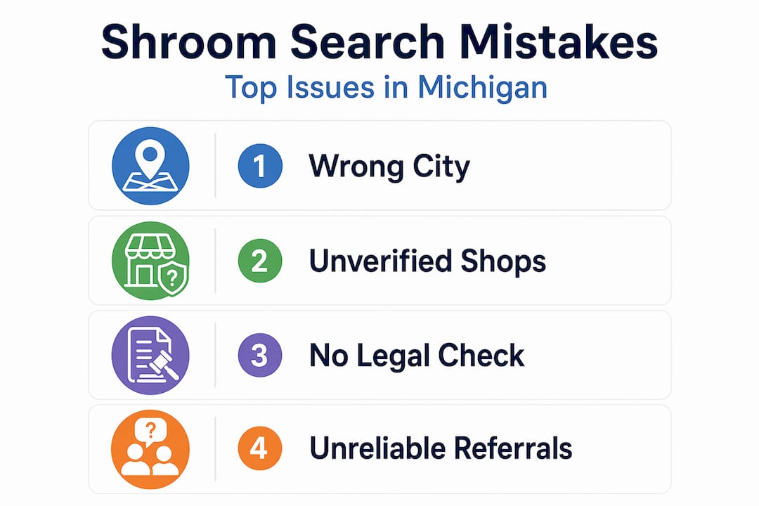 Infographic listing mushroom buying mistakes in Michigan