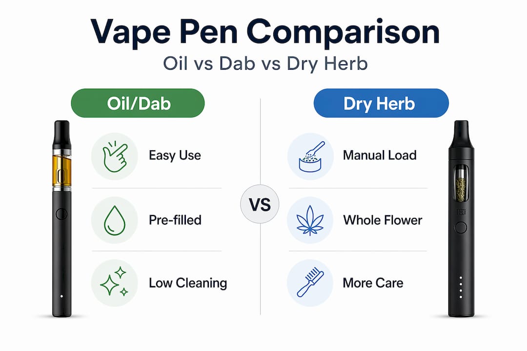 Infographic comparing vape pen types and features