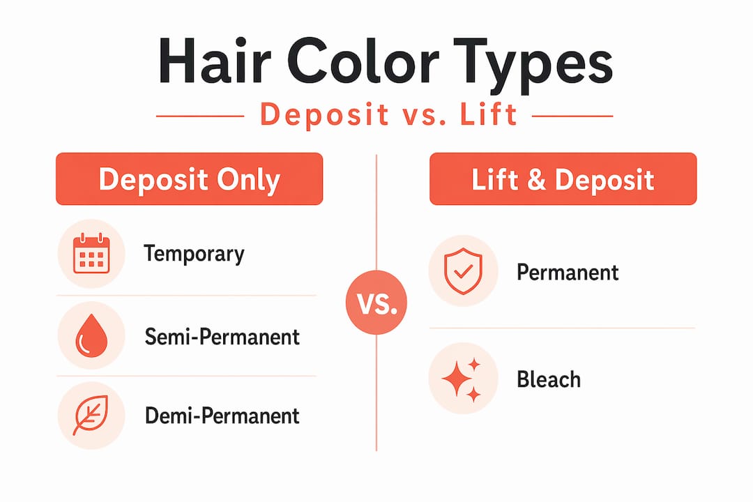 Infographic comparing hair color types and effects