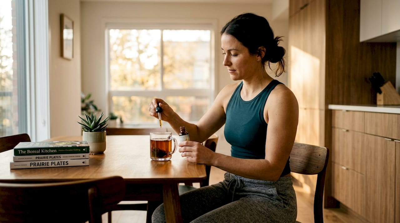 Athlete preparing cbd post-workout at home