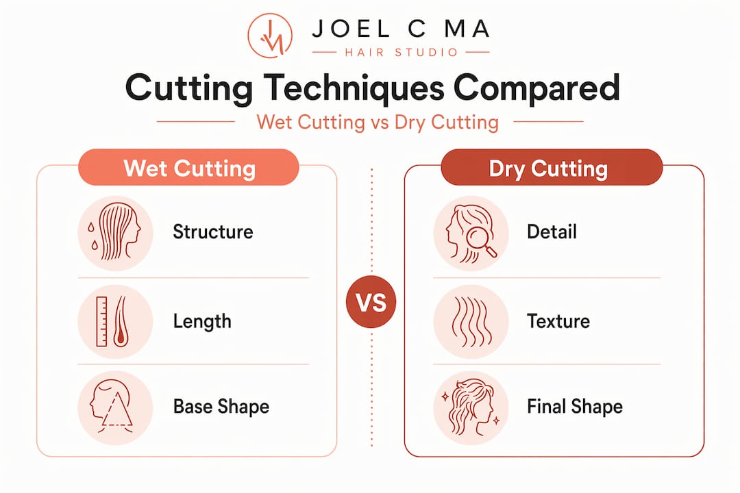 Infographic comparing wet and dry cutting techniques