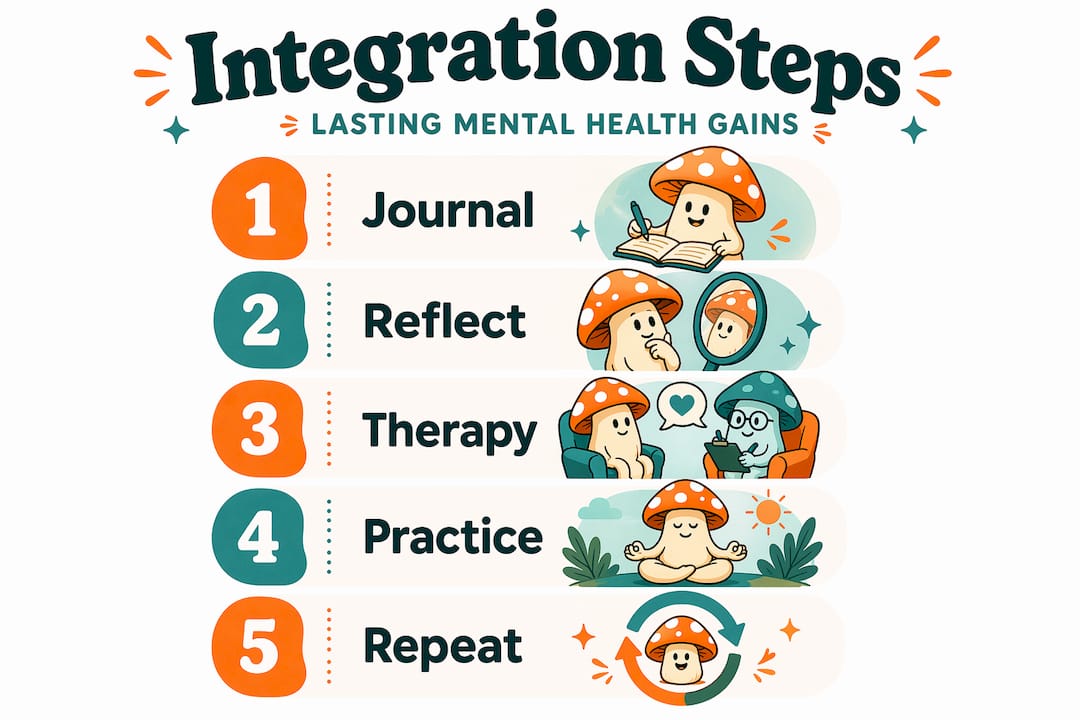 Infographic showing five integration steps after session