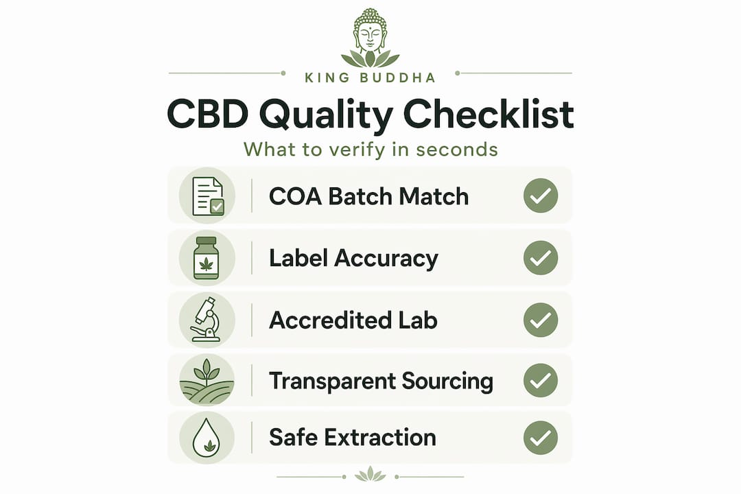 CBD quality checklist infographic with verification steps