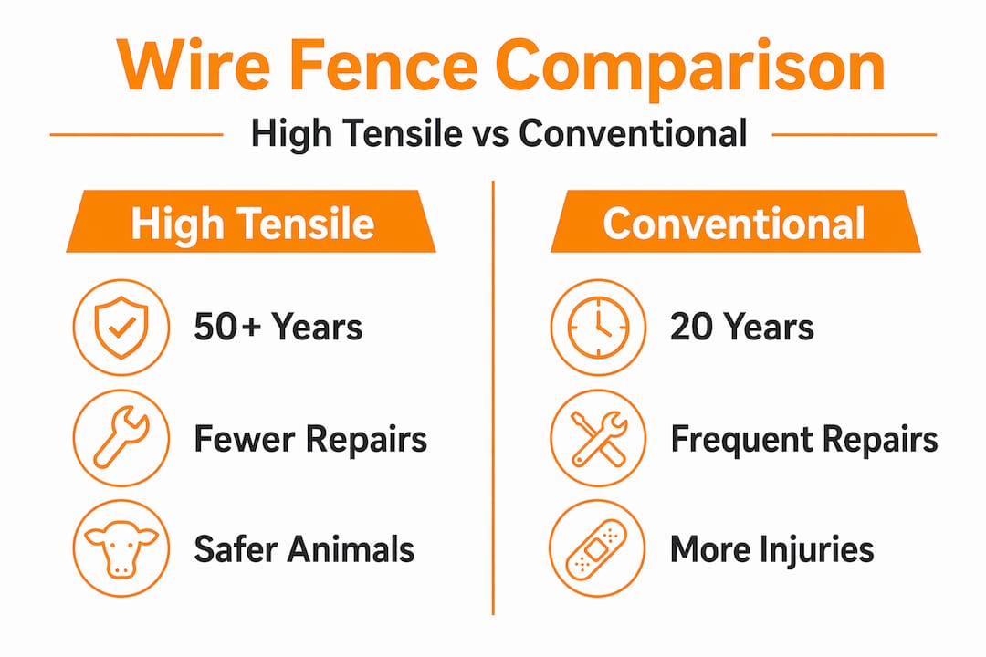 Infographic comparing wire fence types