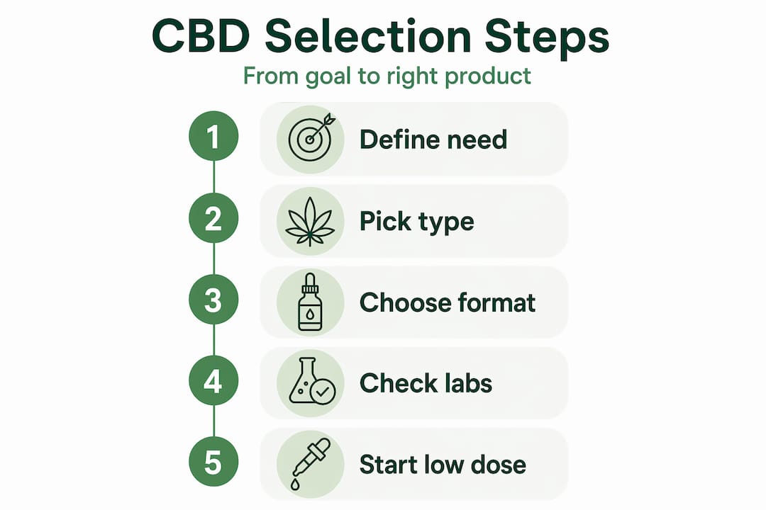 Step-by-step CBD selection infographic