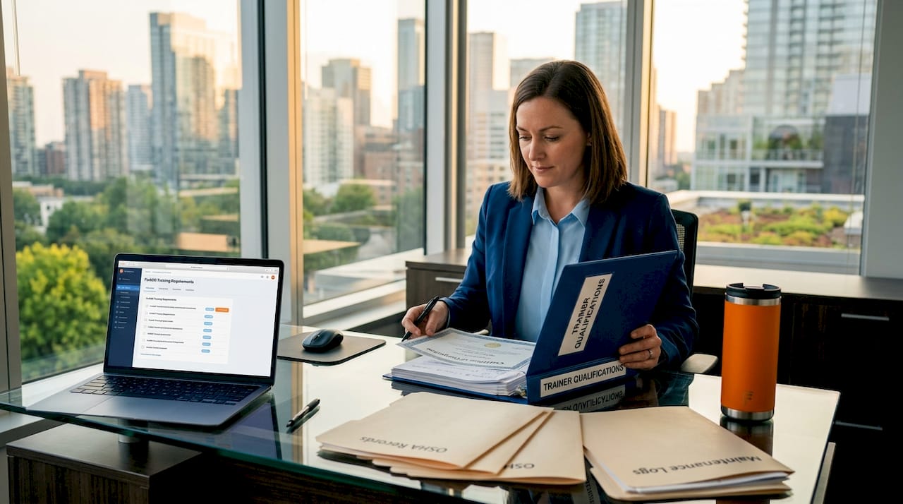 Safety manager preparing trainer qualification folder
