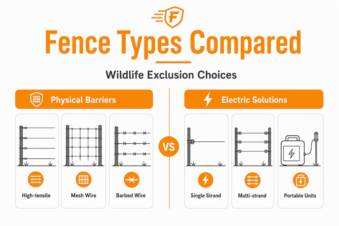 Infographic comparing physical and electric fence types