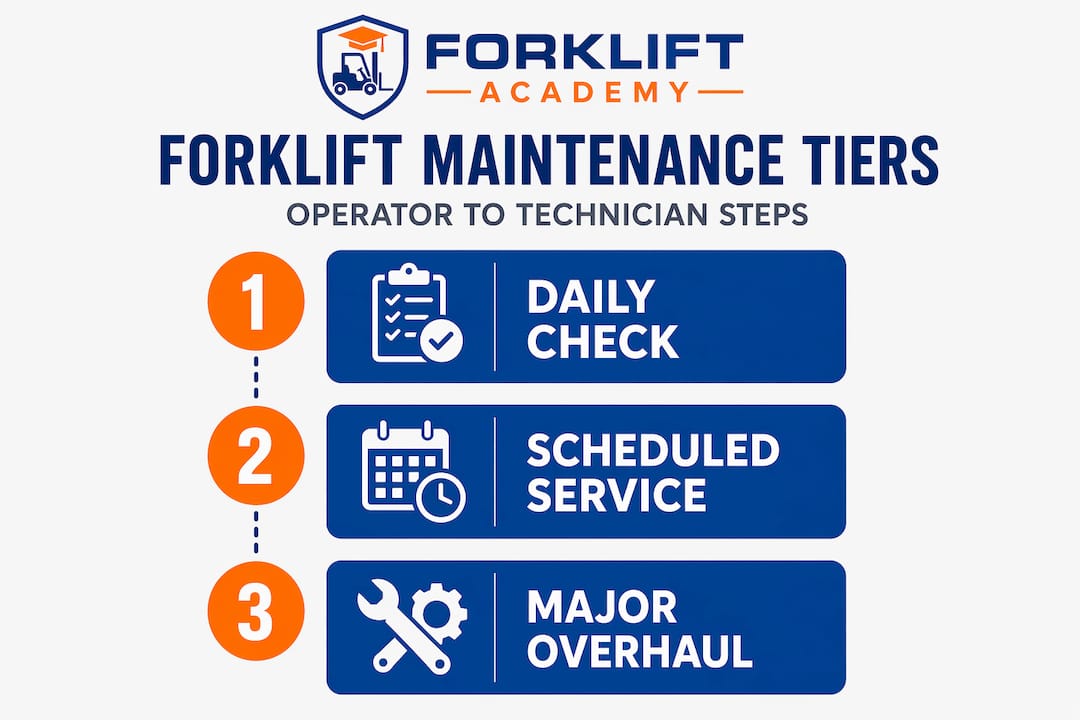 Infographic of forklift maintenance three-step process
