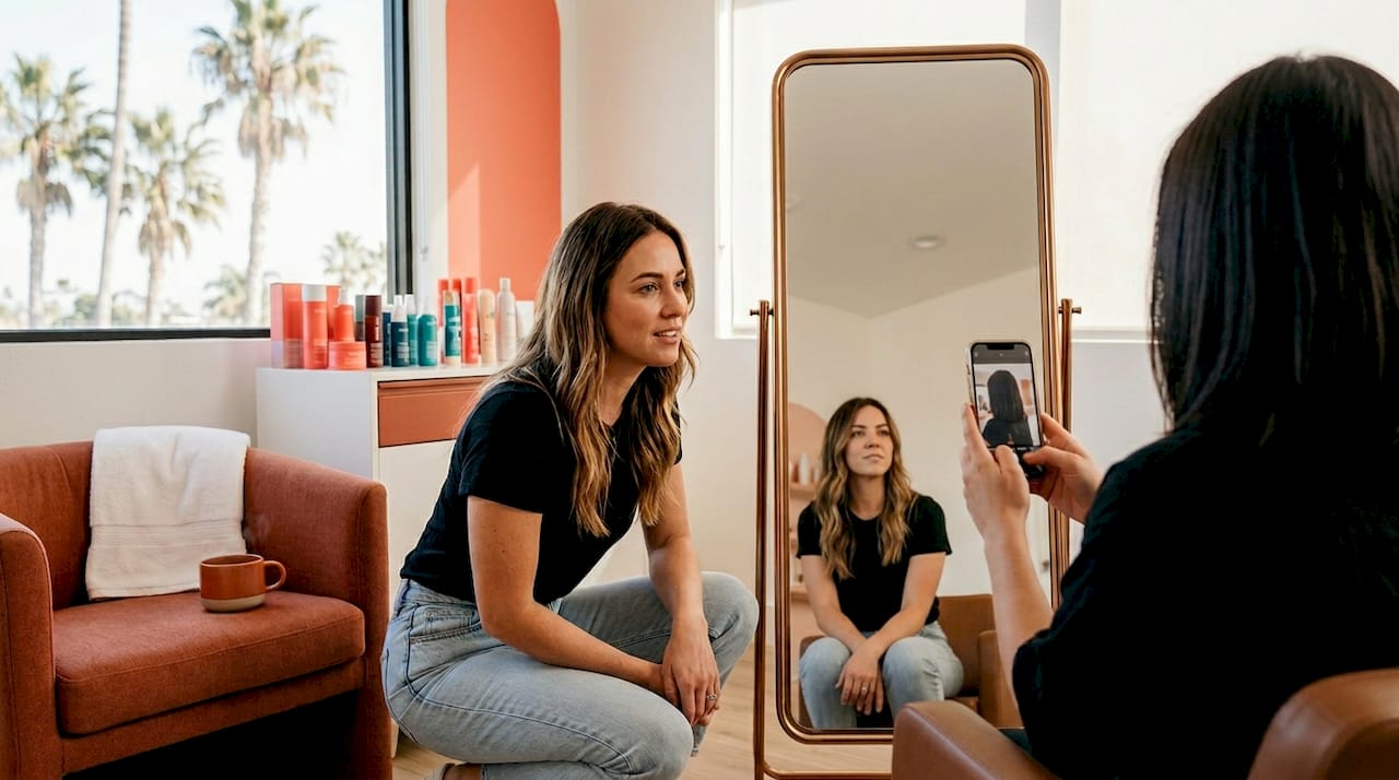 Stylist and client during hair correction consult