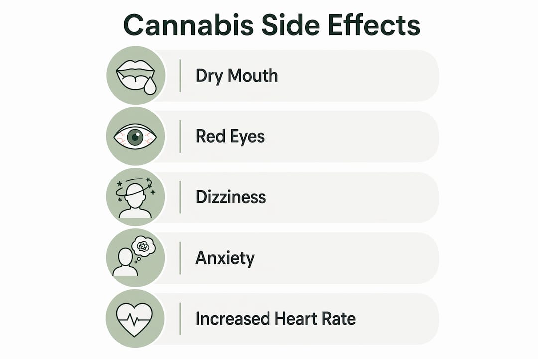 Infographic listing common cannabis side effects