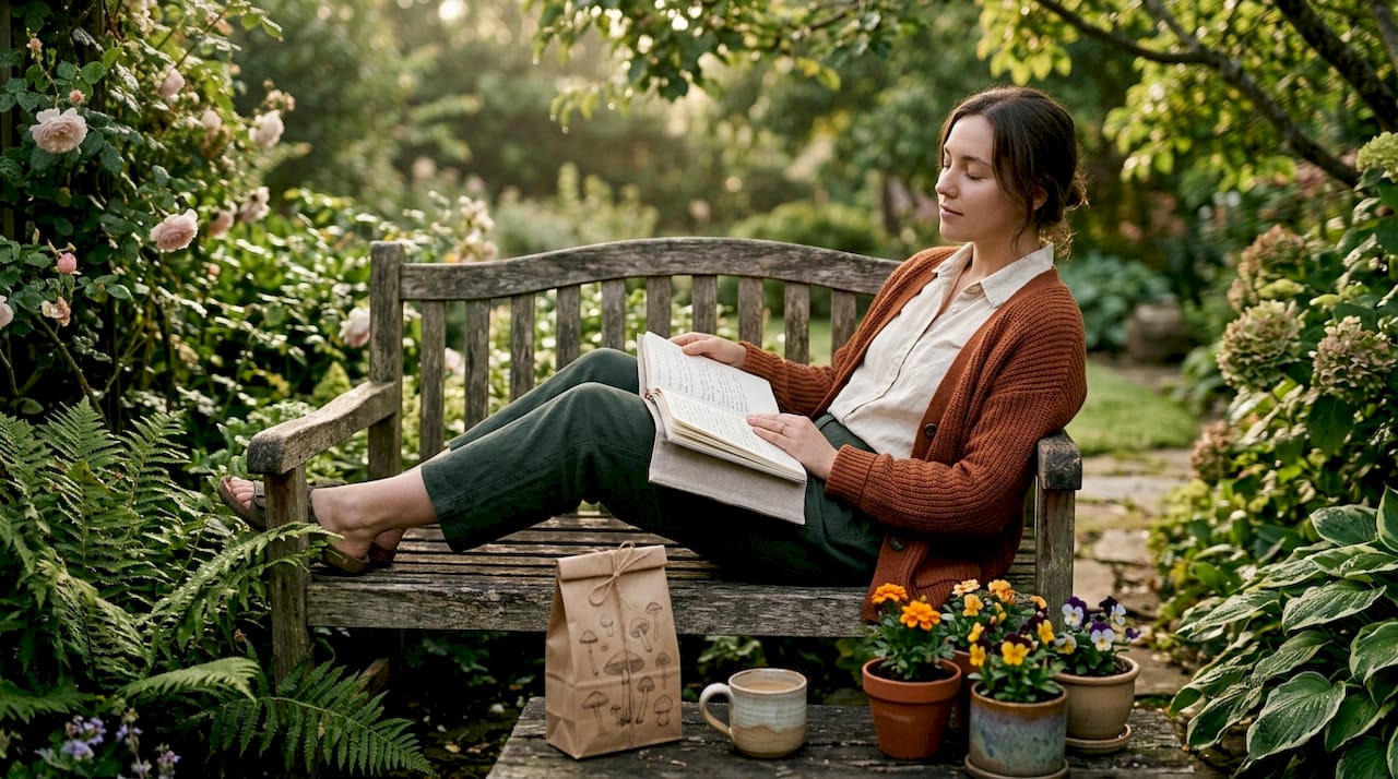 Person journaling peacefully on park bench