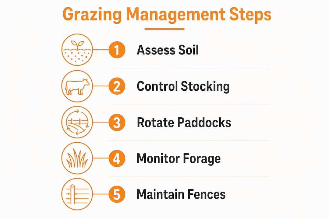 Infographic showing five pasture management steps
