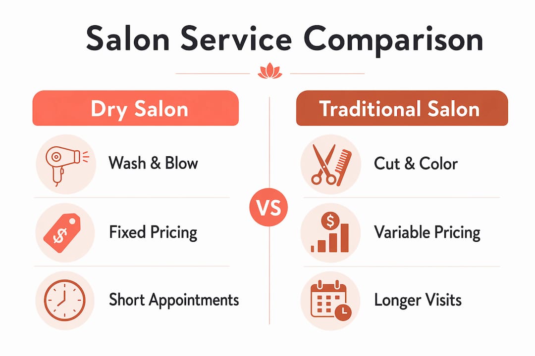 Infographic comparing dry salons and traditional salons