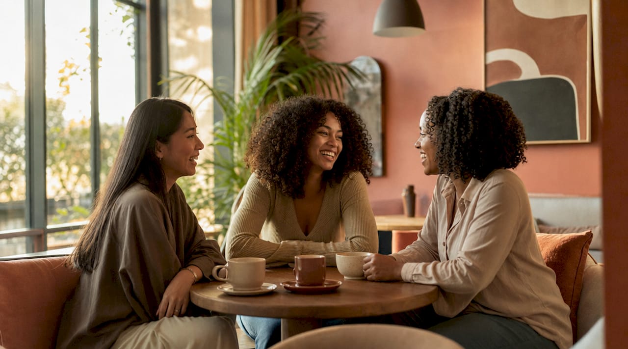 Diverse women showing different hair textures outdoors