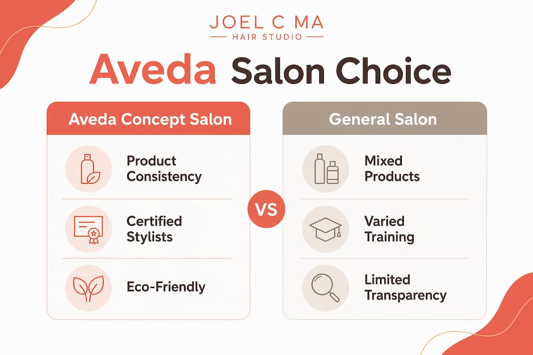 Infographic comparing Aveda concept salon vs general salon factors