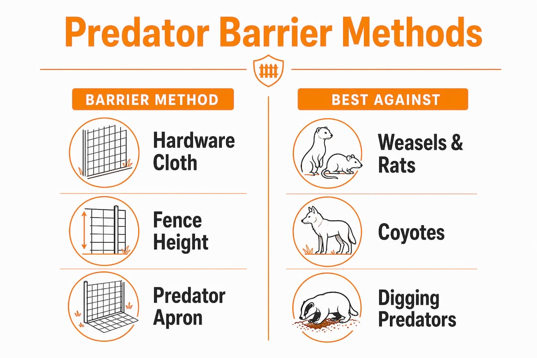 Infographic comparing predator barrier methods