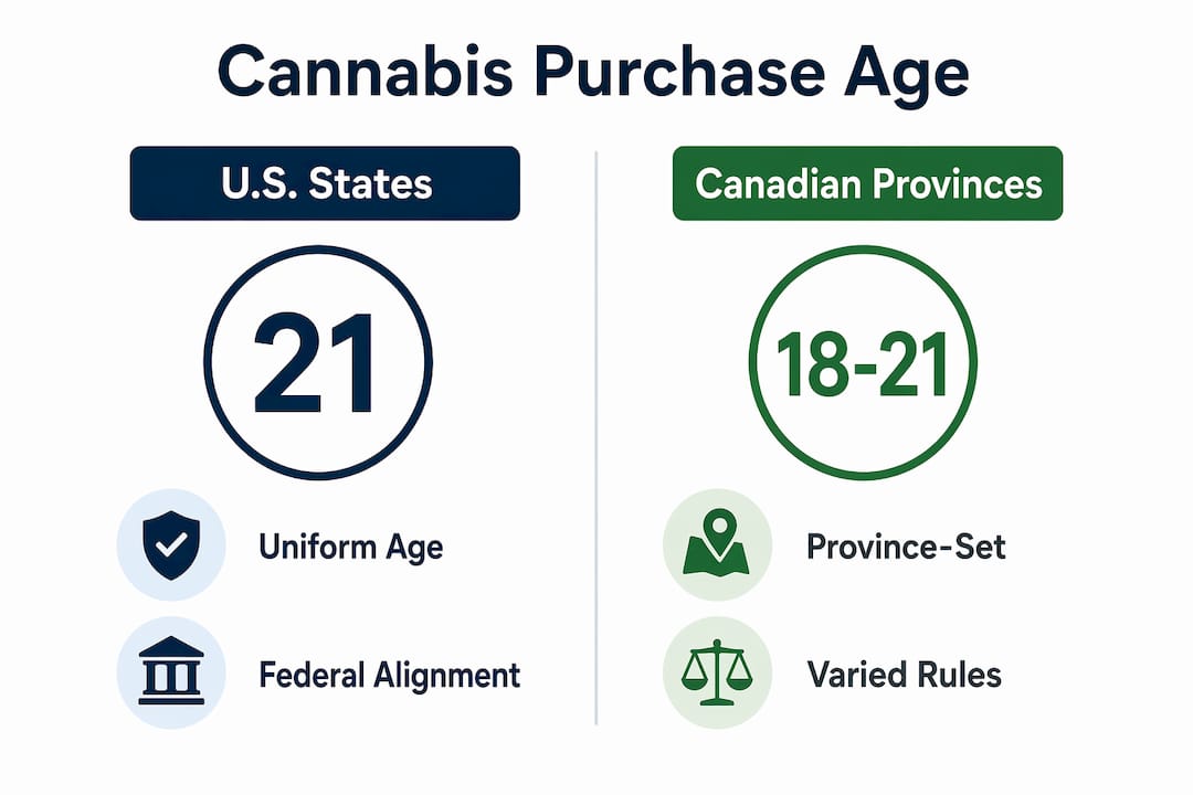Infographic comparing cannabis legal purchase ages