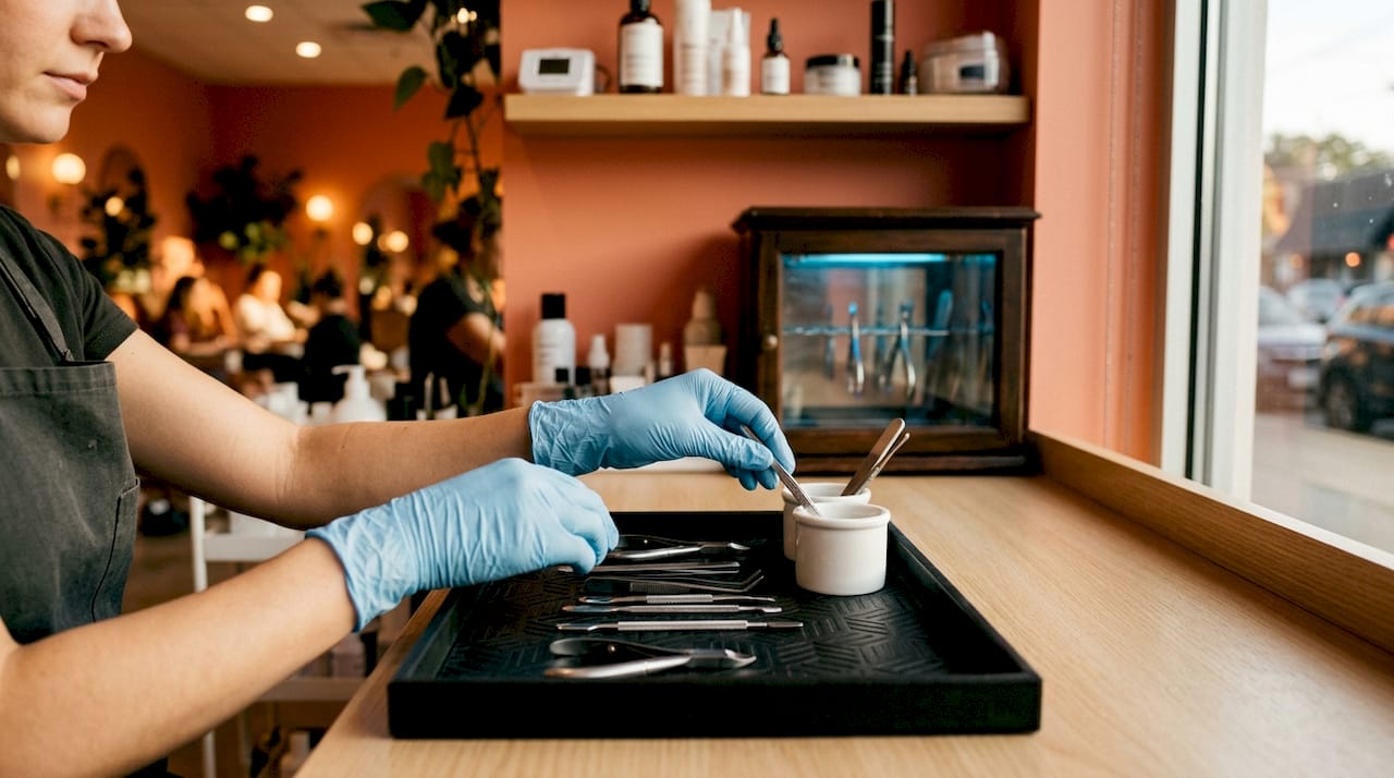 Sterilized nail tools prepared for service