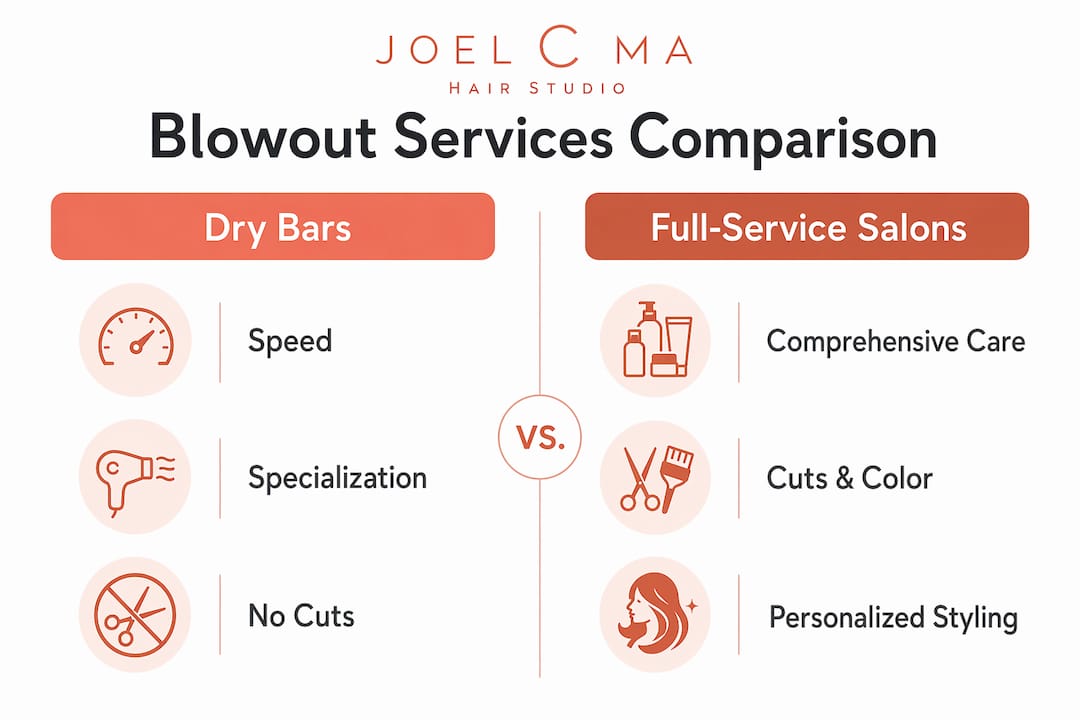 Comparison infographic of dry bars and full-service salons