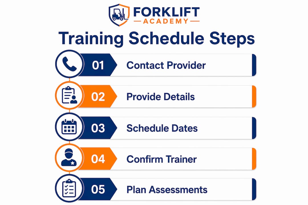 Infographic showing forklift training scheduling steps