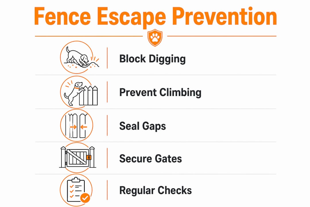 Infographic with steps for preventing farm fence escapes