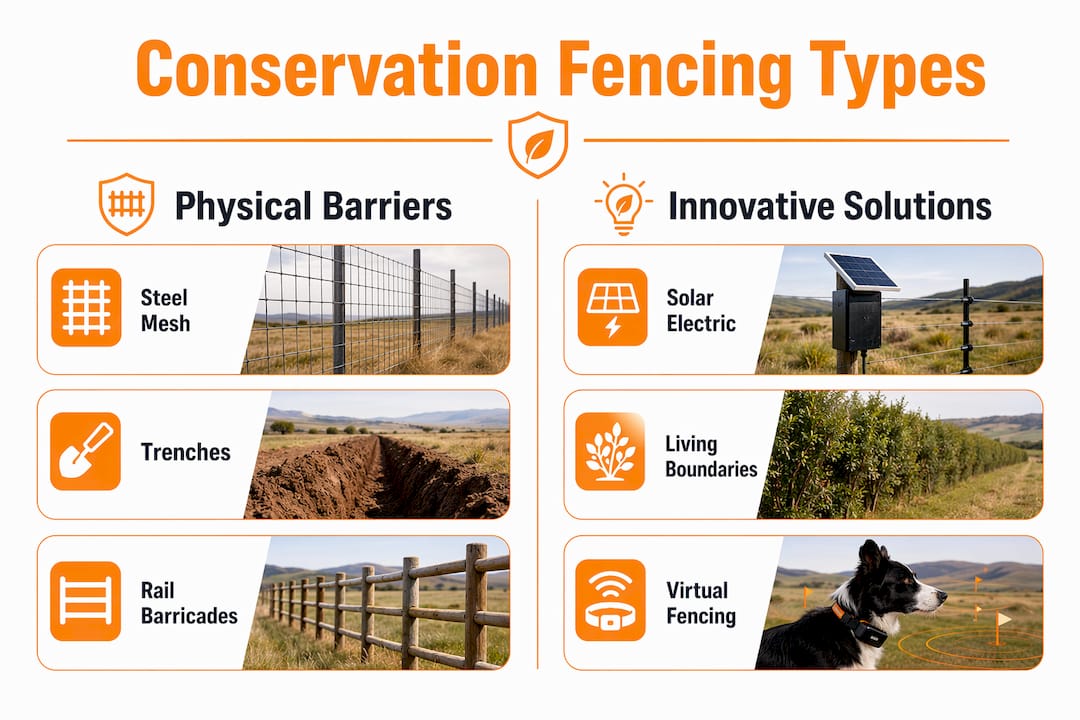 Infographic comparing physical barriers and innovative fencing types