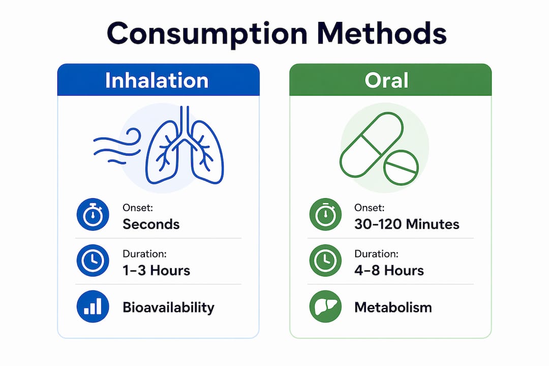 Infographic comparing cannabis consumption methods