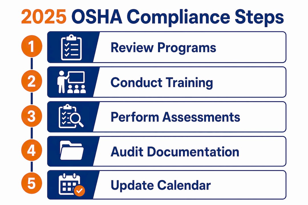 Infographic outlining 2025 OSHA compliance steps
