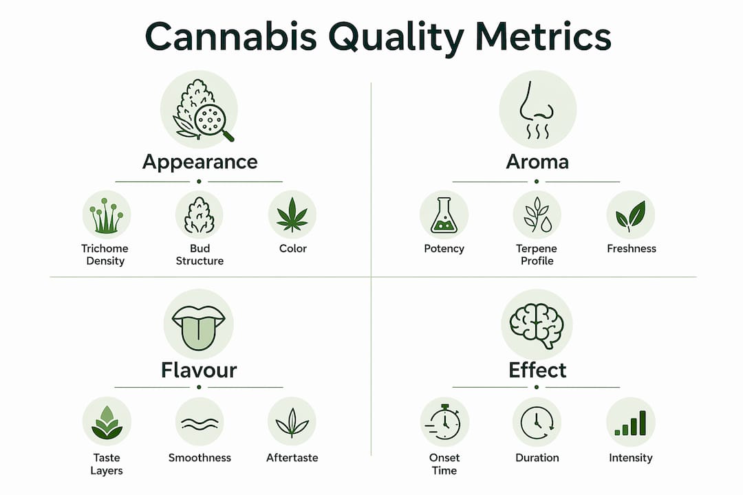Infographic showing cannabis evaluation categories
