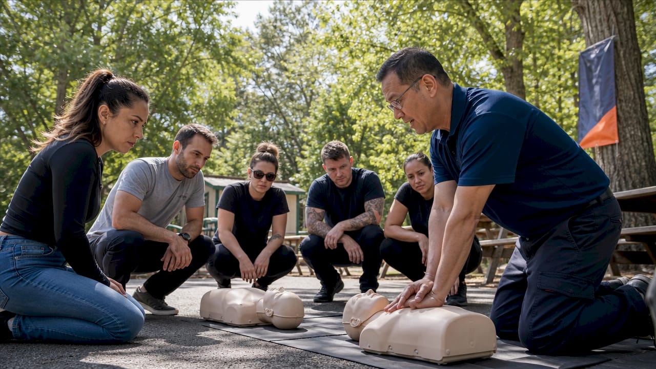 Trainees practicing CPR in certification course