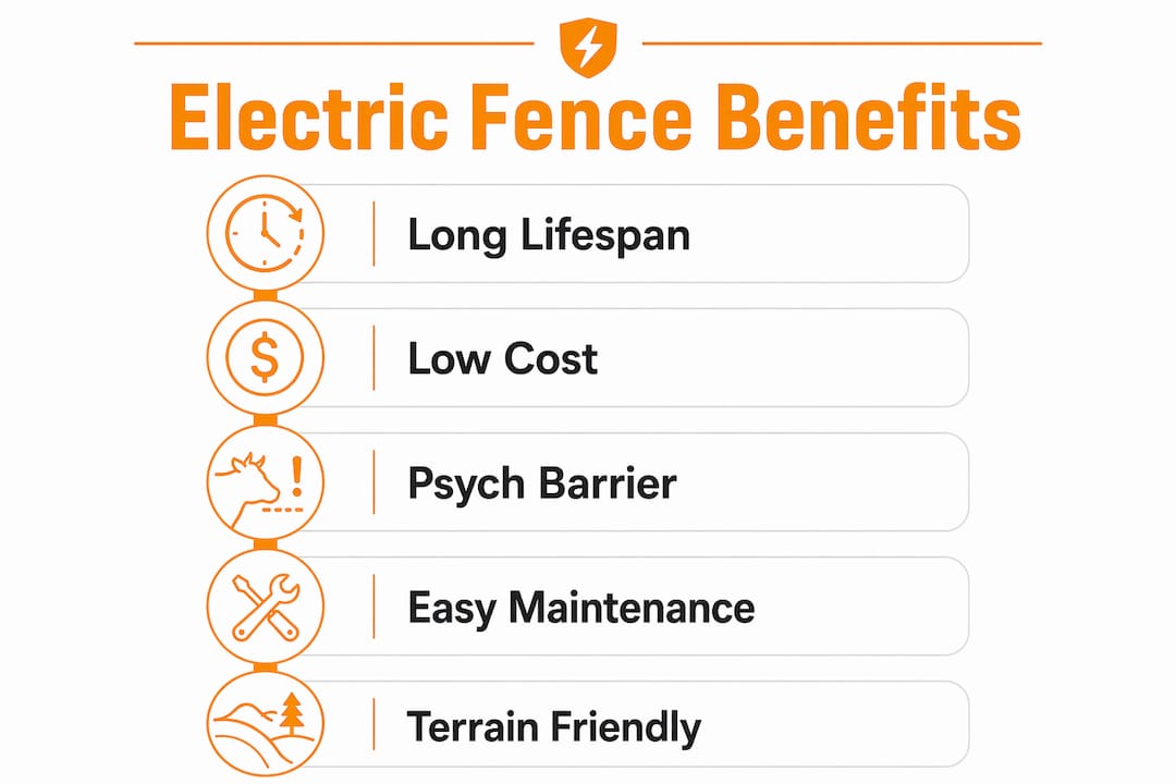 Infographic listing electric fencing benefits
