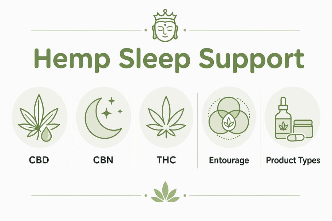 Infographic showing hierarchy of hemp sleep compounds