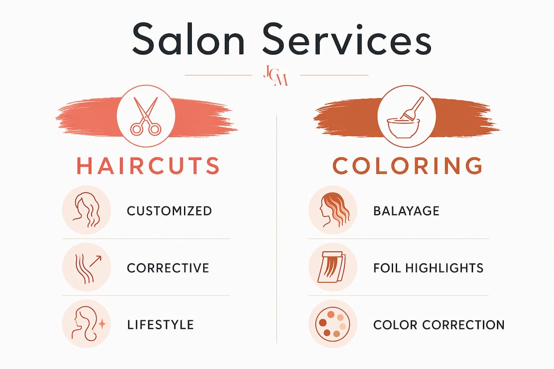 Infographic comparing haircuts and coloring services