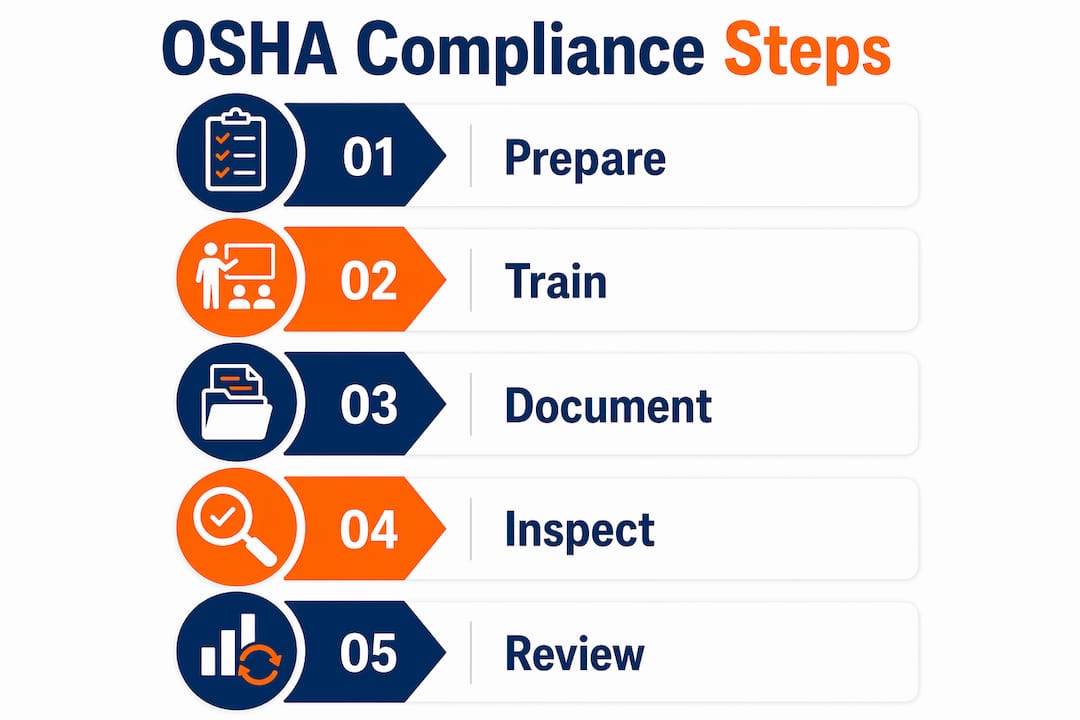Infographic illustrating OSHA compliance steps for trucking businesses