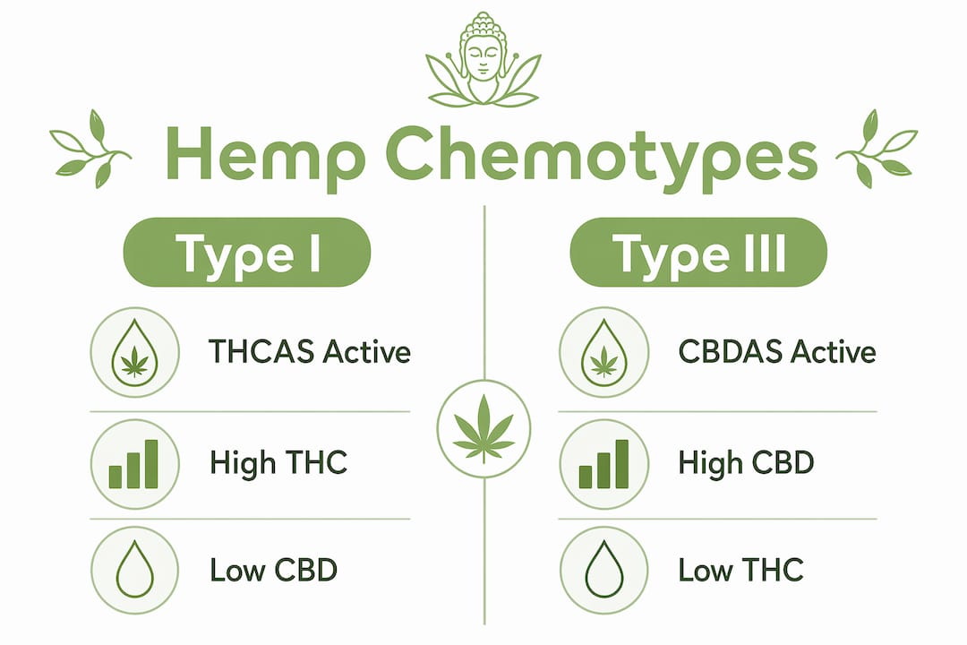 Infographic comparing hemp chemotypes THC vs CBD