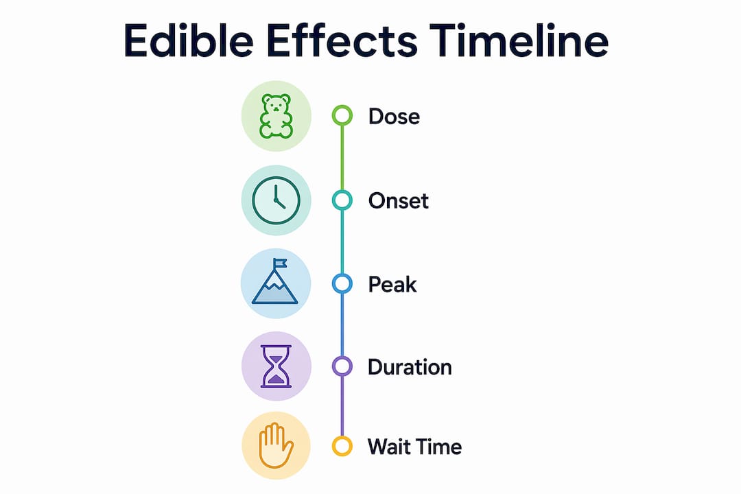 Infographic showing cannabis edibles effects timeline