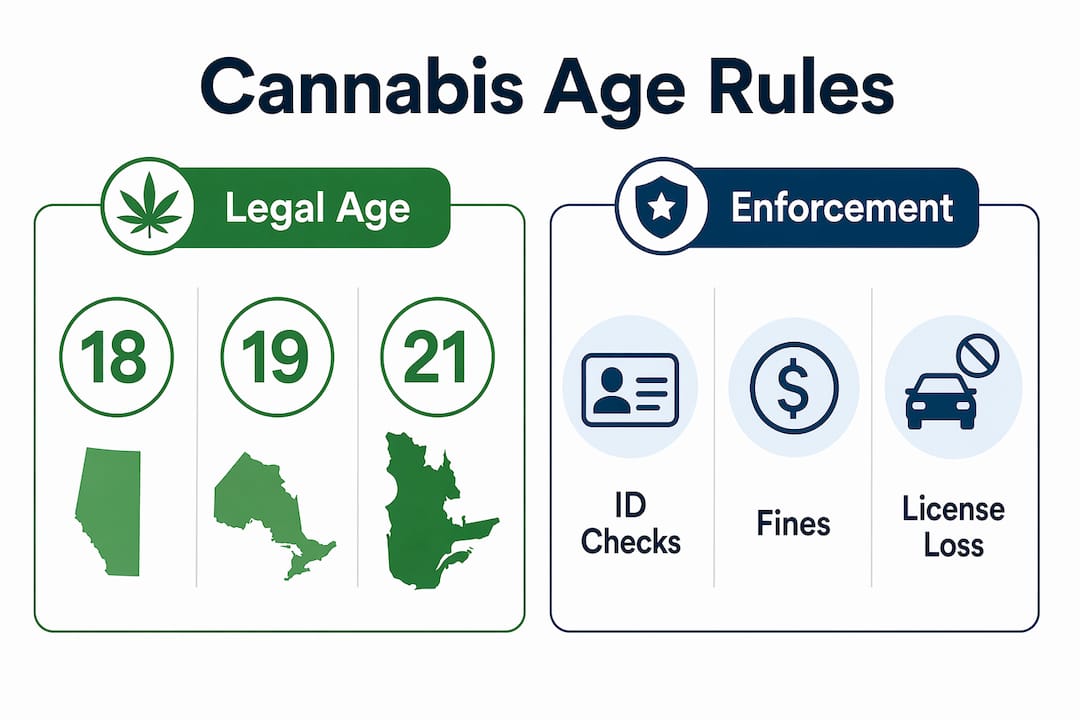 Infographic comparing cannabis legal ages and enforcement