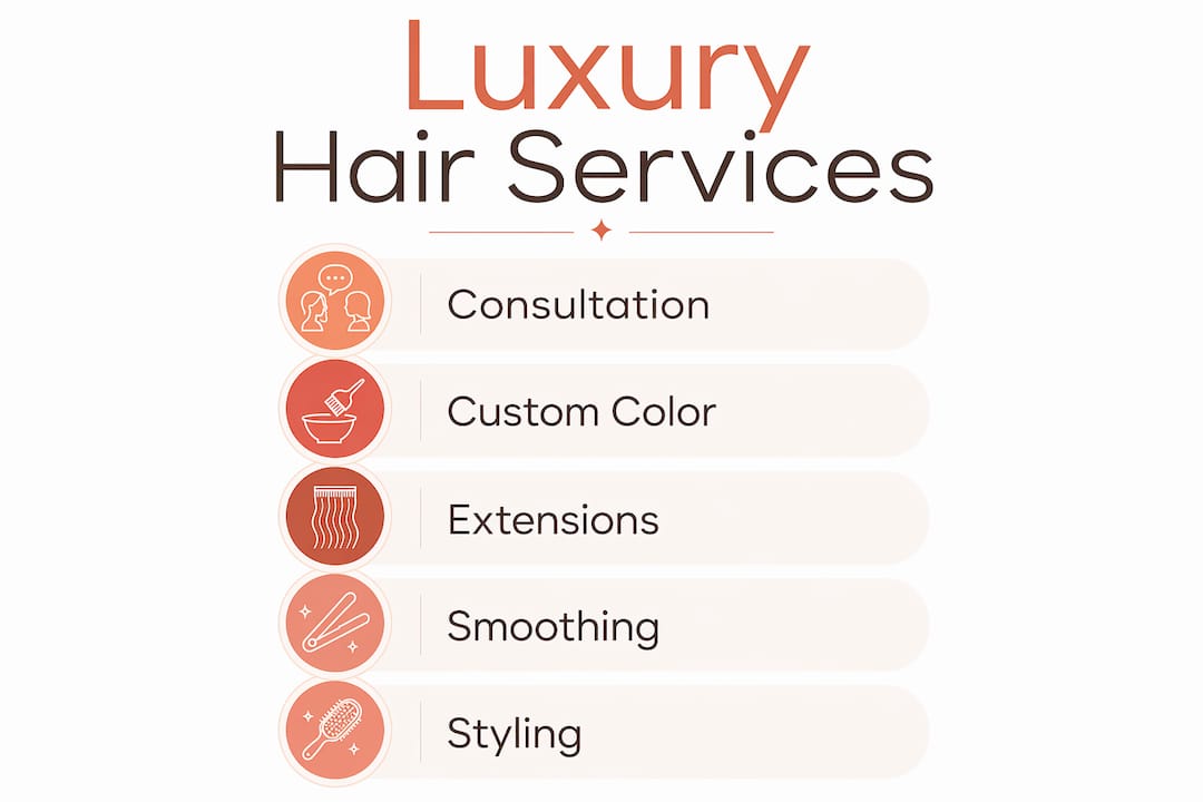 Infographic detailing luxury hair services steps