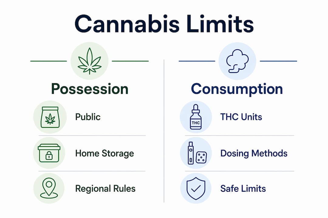 Infographic comparing cannabis possession and consumption limits