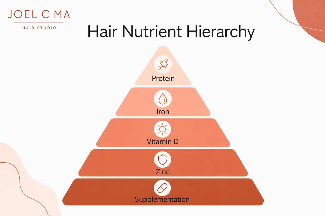 Infographic ranking key hair nutrients