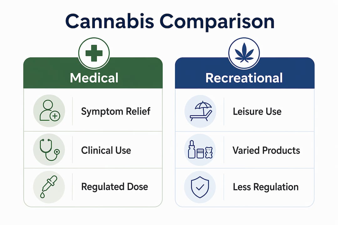 Infographic comparing medical and recreational cannabis