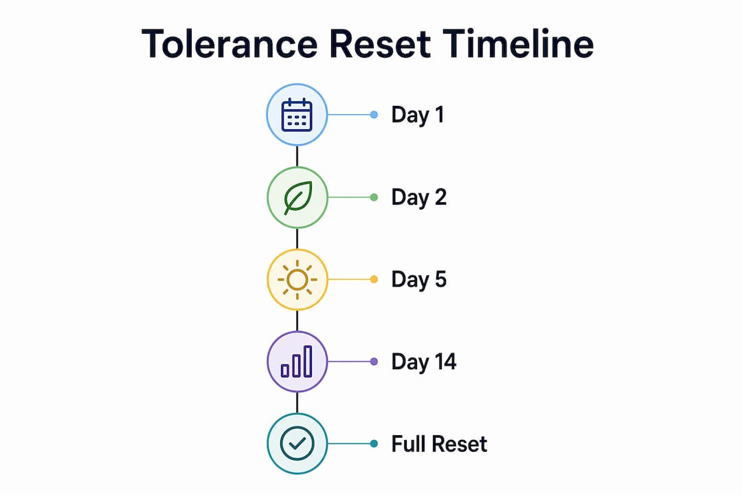 Infographic showing psilocybin tolerance reset timeline