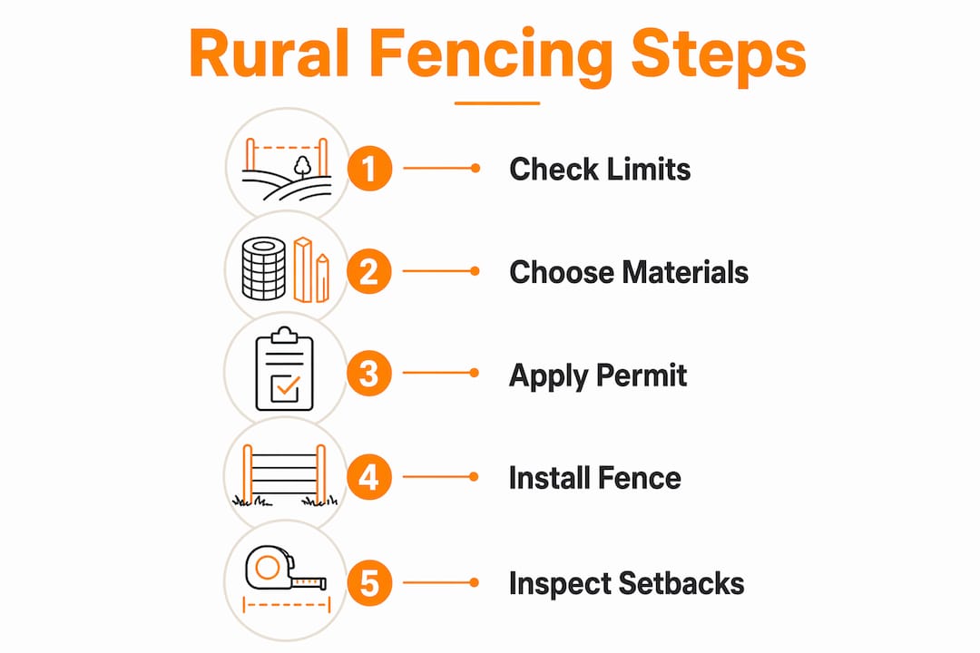 Infographic displaying steps for rural fencing compliance