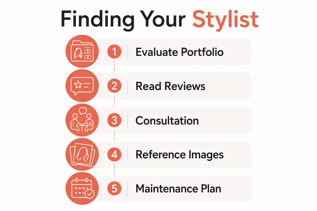 Infographic showing steps to find attitude hairdressers
