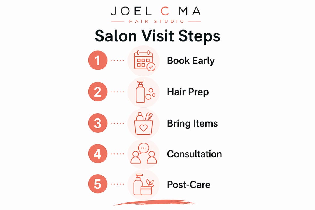 Infographic showing salon visit checklist steps