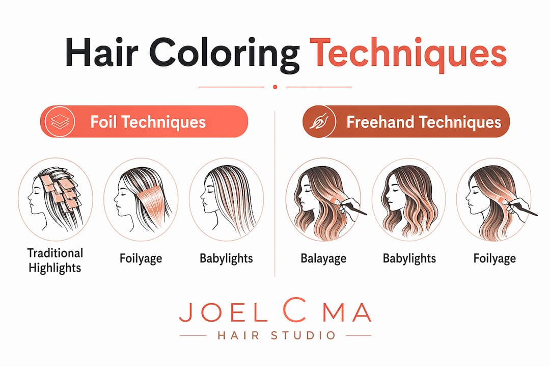 Infographic comparing hair coloring techniques